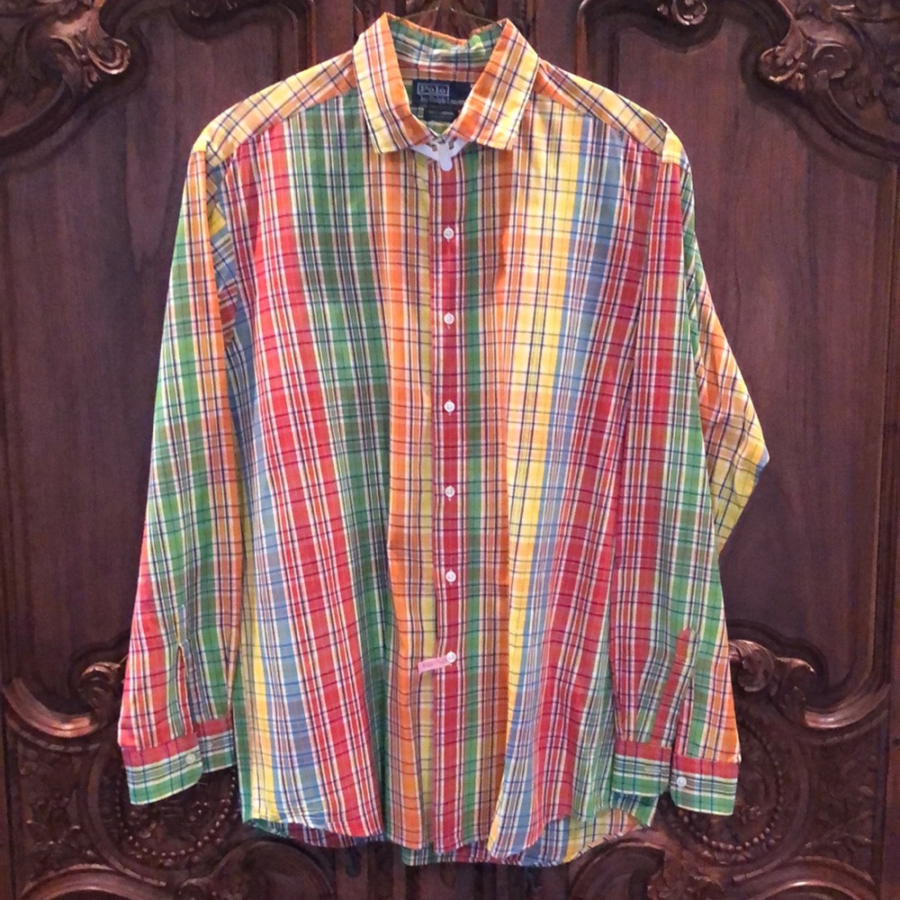 Men’s Polo Multicolored Plaid Oxford